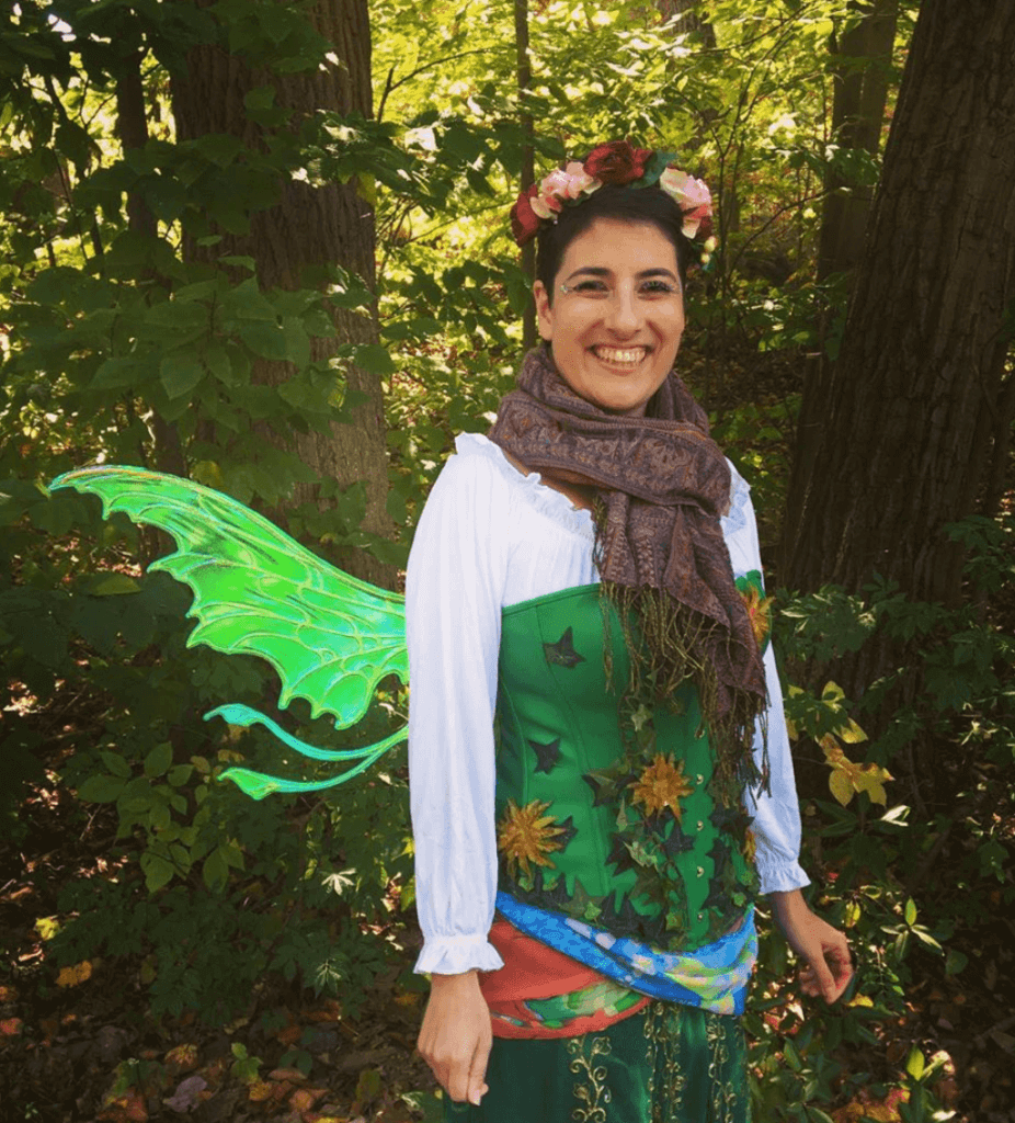 woman outdoors in costume