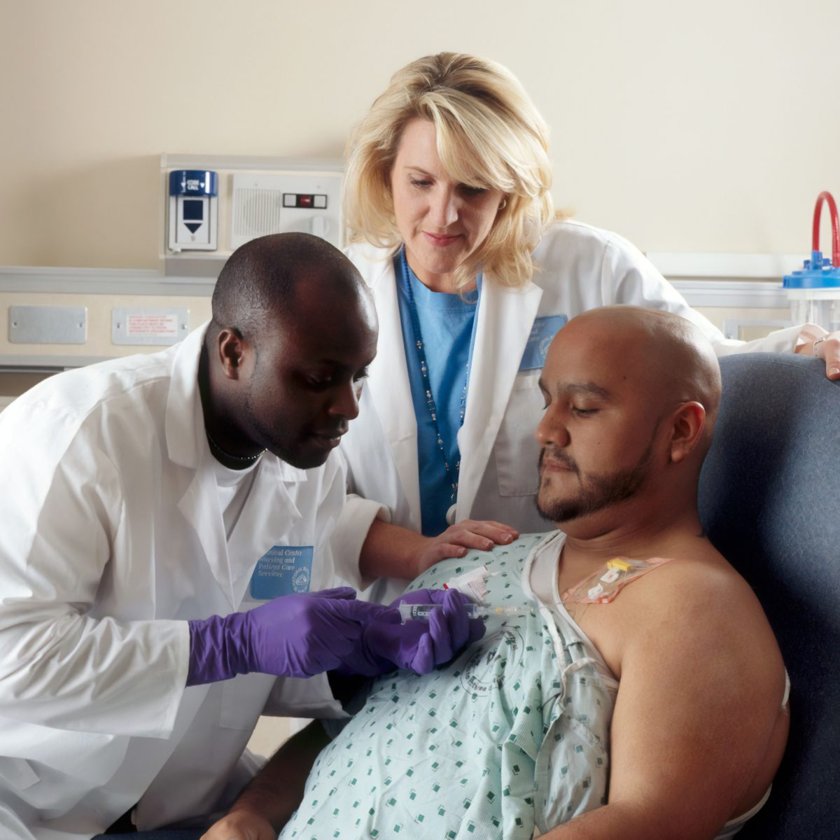 Patient in hospital receiving chemo