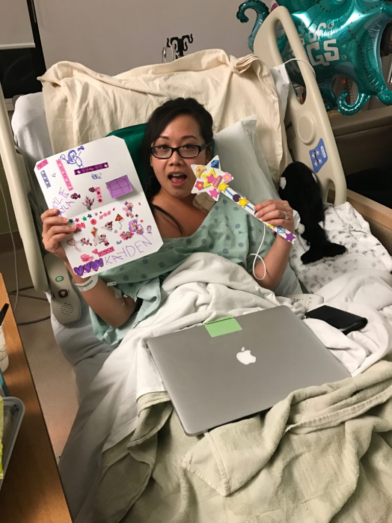 Stephanie Chuang in hospital bed