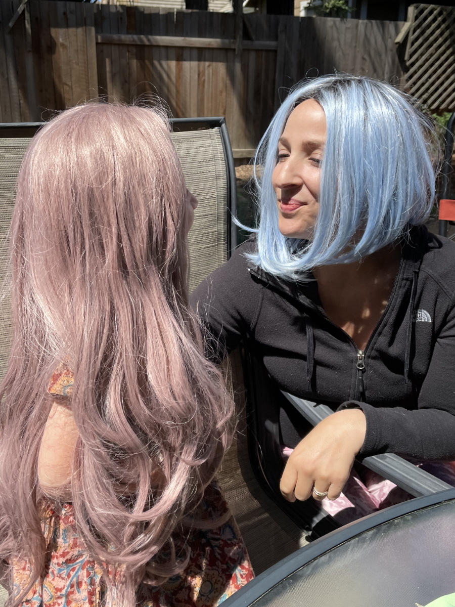 Samantha S. and daughter with wigs
