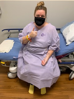 Jenn was prepped for surgery
